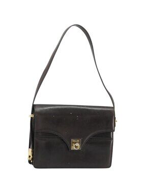CELINE Shoulder Bag Leather Gold Brown